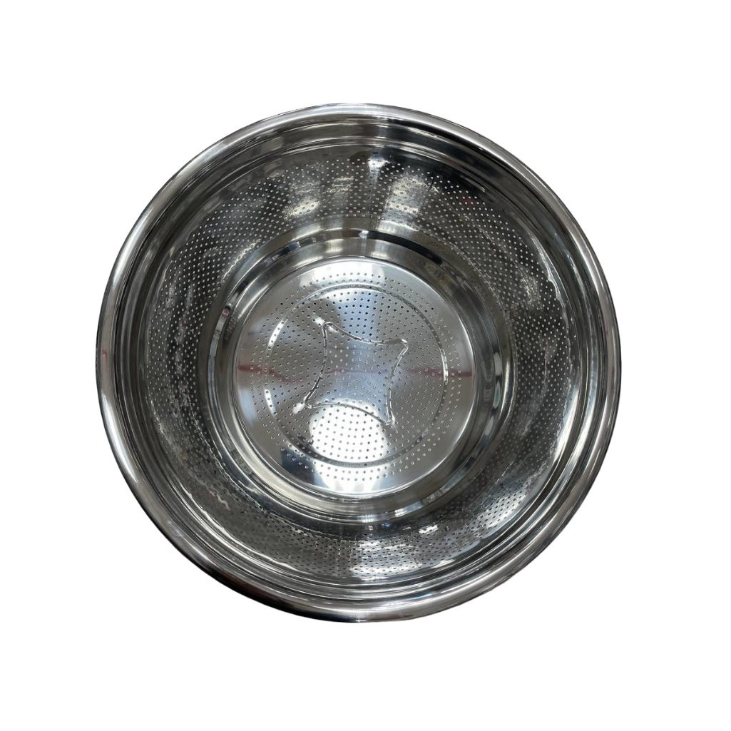 Миска-сито, нержавеющая сталь, без ручек, диаметр 360 мм, хромированная