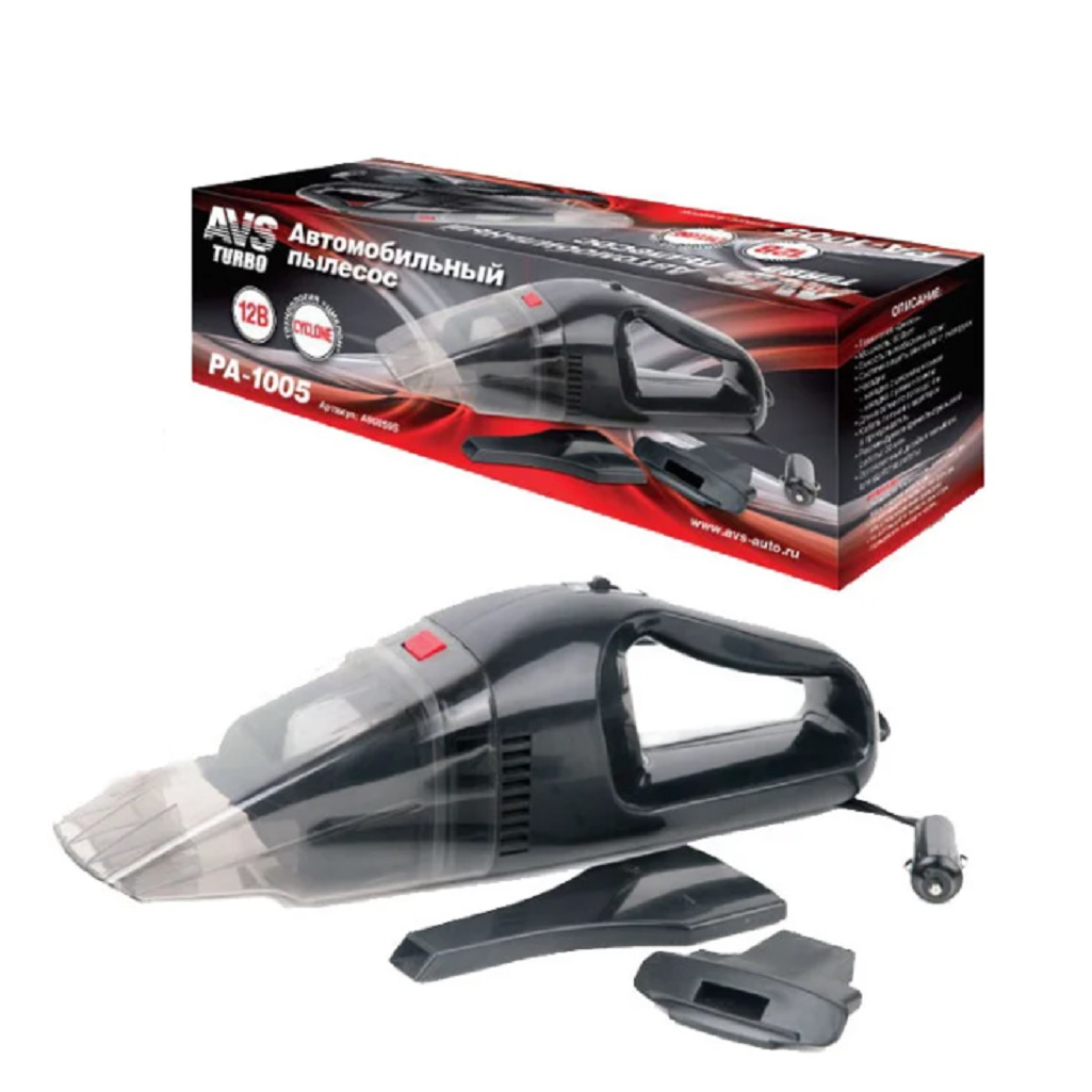 Пылесос автомобильный AVS PA-1005 60 Вт, 12В, сухая уборка, 2 насадки