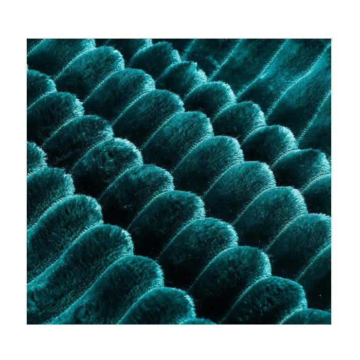 Плед 1.5-спальный Silvano Неаполь Полоски 150х200 см, велсофт жаккард, 100% полиэстер, темно-зеленый
