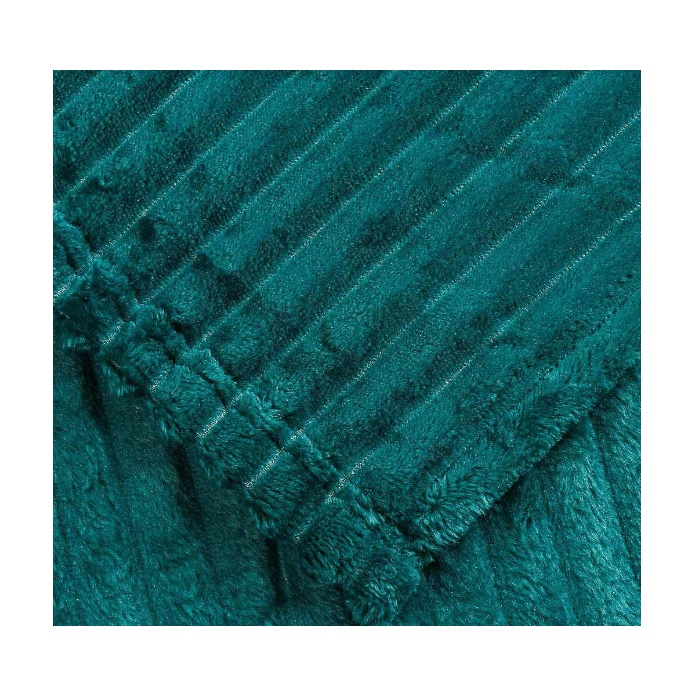 Плед 1.5-спальный Silvano Неаполь Полоски 150х200 см, велсофт жаккард, 100% полиэстер, темно-зеленый