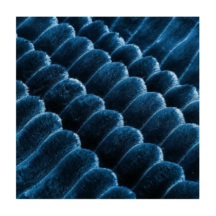 Плед евро Silvano Неаполь полоски синий, велсофт жаккард 200х240 см