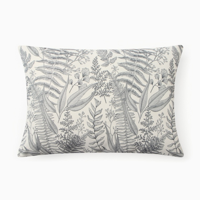 Подушка Этель Листва 40х60 см, серая, 100% полиэстер 10766719