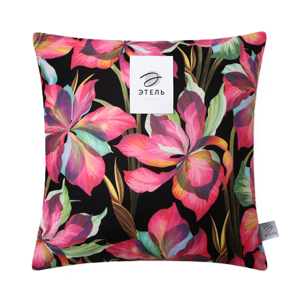 Подушка декоративная Этель Ирисы 10781885, велюр, синтепон, 40х40 см