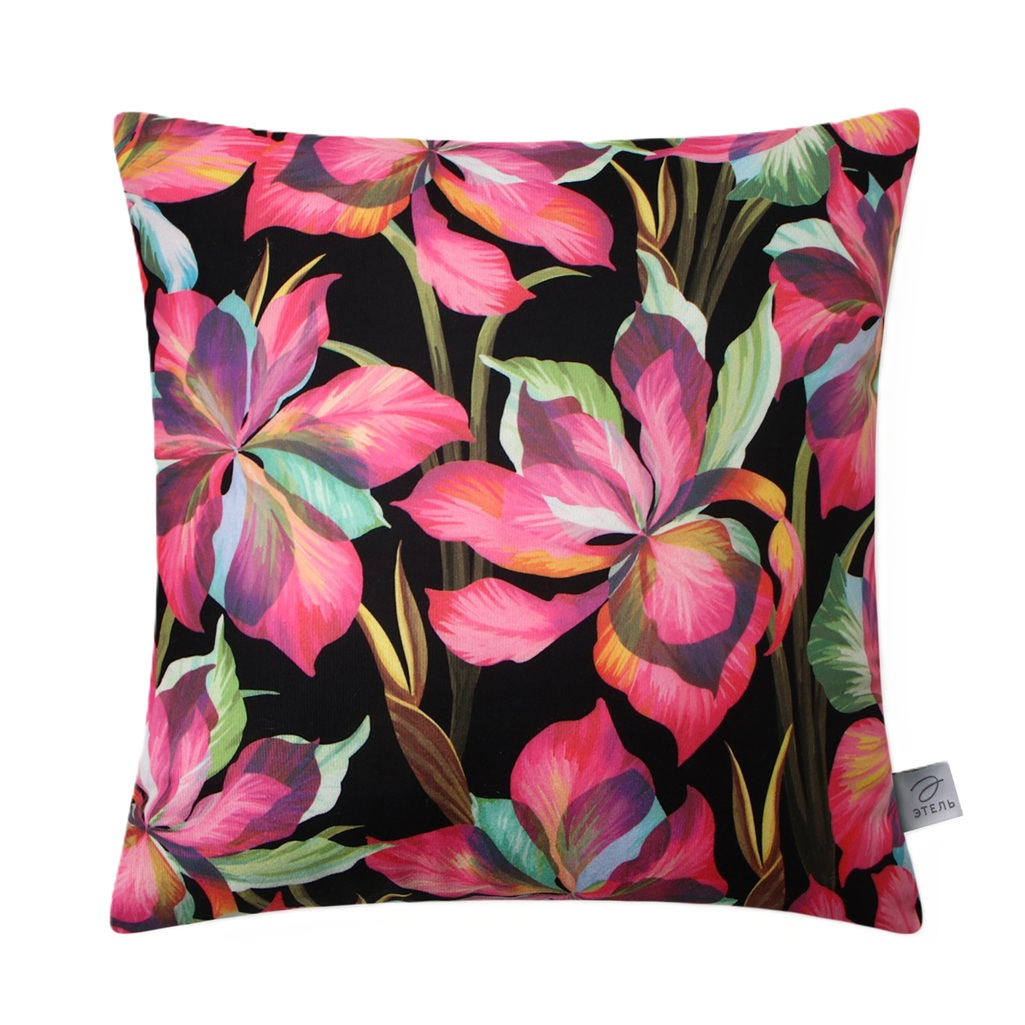 Подушка декоративная Этель Ирисы 10781885, велюр, синтепон, 40х40 см