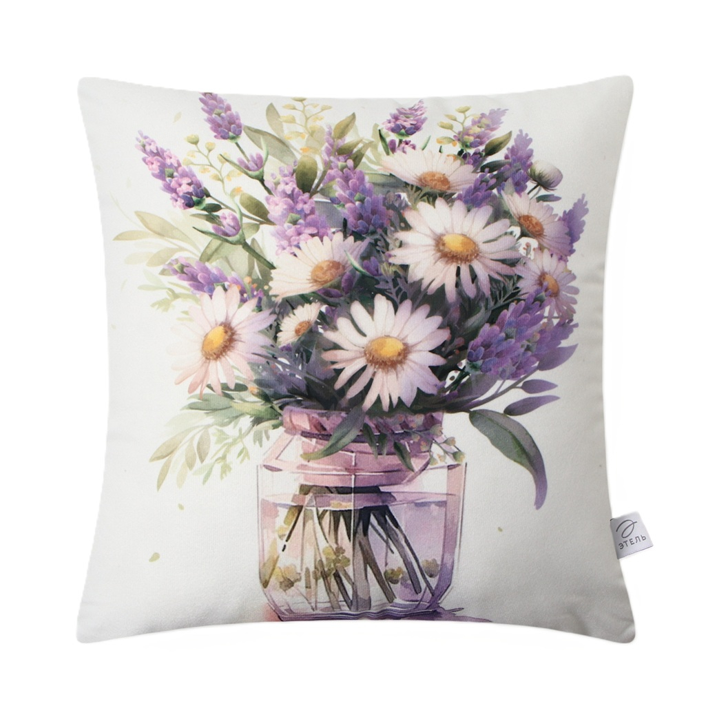 Подушка декоративная Этель Майский букет 10781888, велюр, синтепон, 40х40 см