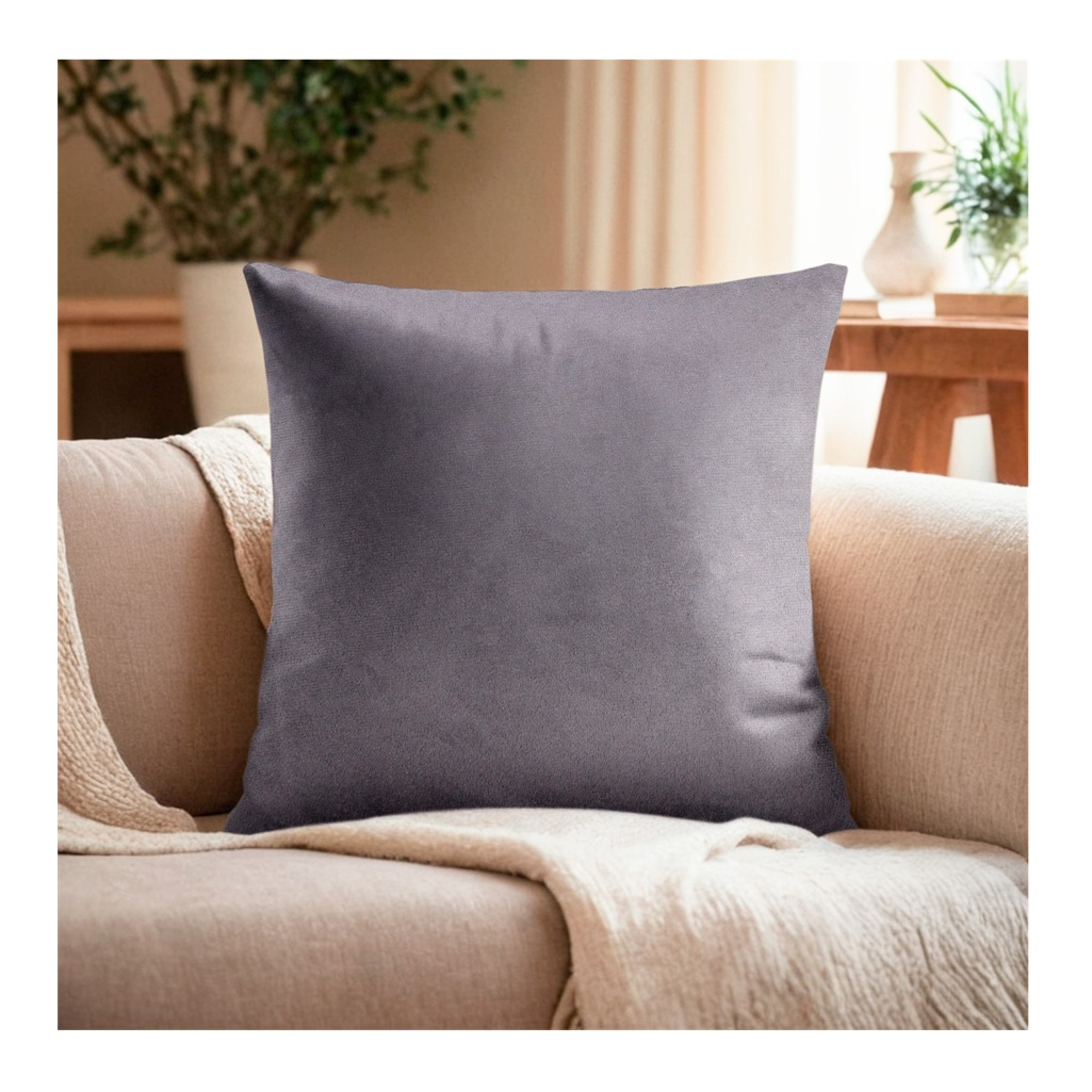 Подушка декоративная Этель 9849753, велюр, синтепон, серая, 30х30 см