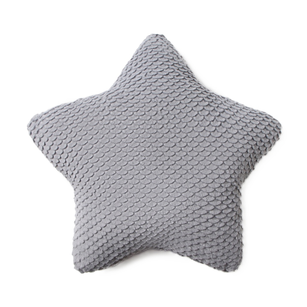 Подушка декоративная Этель Звезда 10766733, велсофт, синтепон, серая, 44 см 