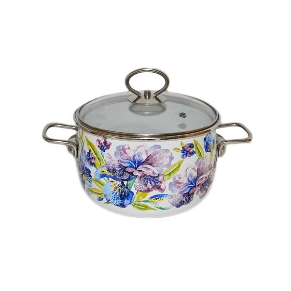 Кастрюля эмалированное покрытие Vitross 1SC165S 336255 Iris белоснежный, с крышкой, 2 л 