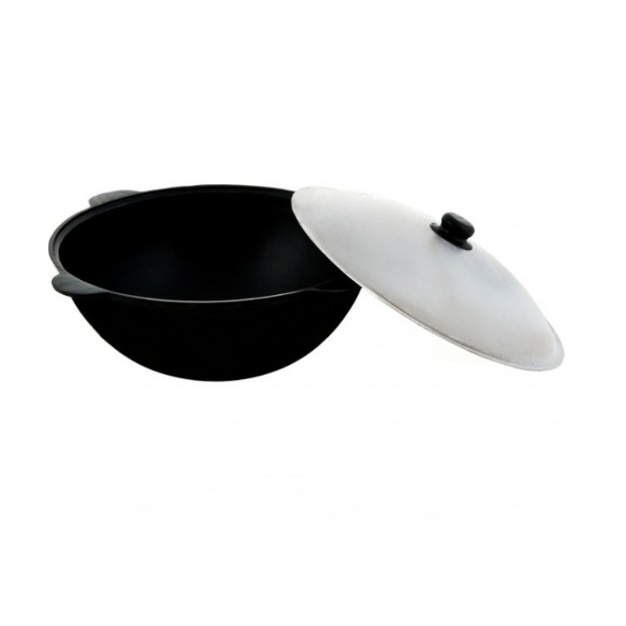 Казан узбекский чугунный с алюминиевой крышкой 8 л