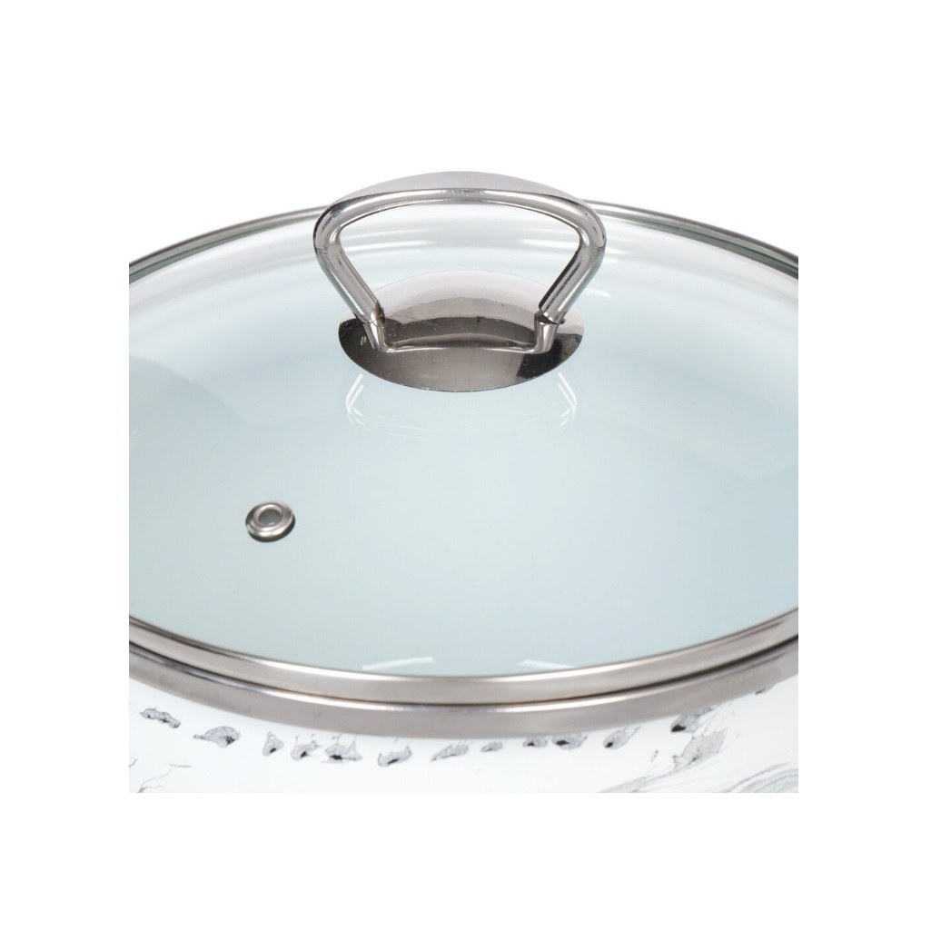 Кастрюля эмалированная Сантэкс Шейк, бело-черная, 3 л, индукция