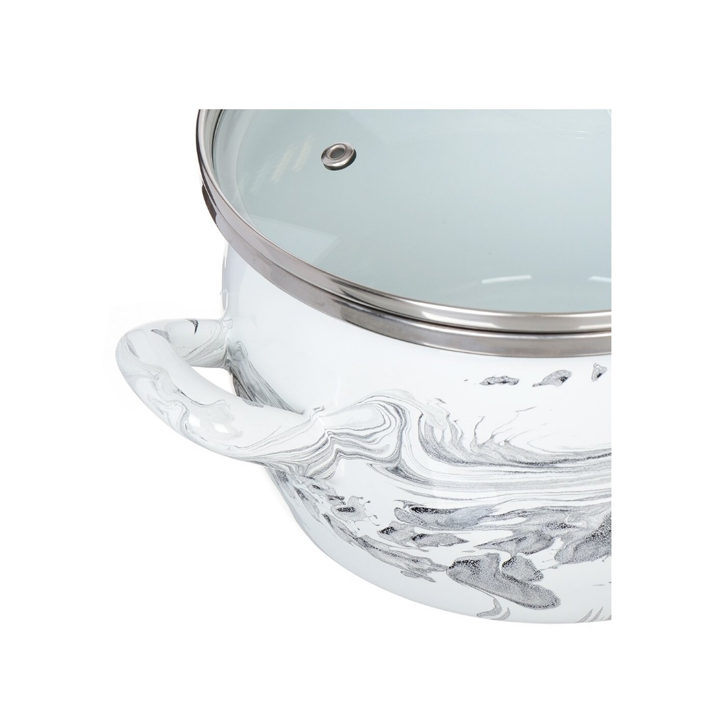 Кастрюля эмалированная Сантэкс Шейк, бело-черная, 3 л, индукция