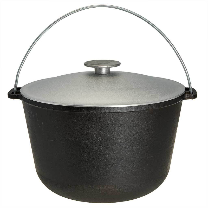 Казан Гардарика походный, чугунный с алюминиевой крышкой и дужкой, 15 л