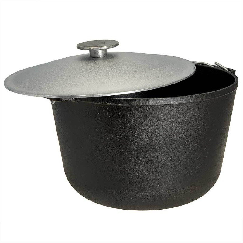 Казан Гардарика походный, чугунный с алюминиевой крышкой и дужкой, 15 л