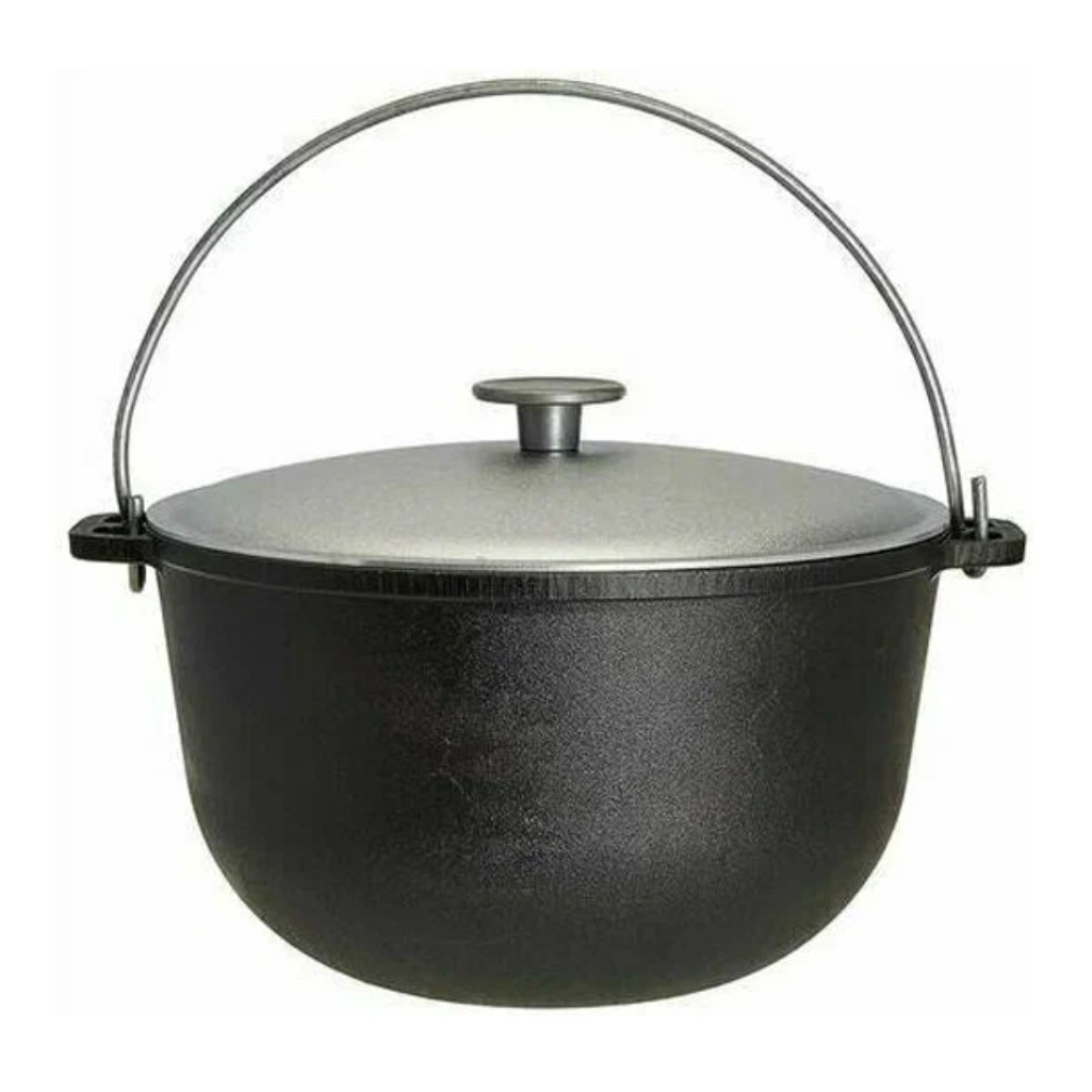 Казан чугунный Гардарика походный с алюминиевой крышкой и дужкой 20 л