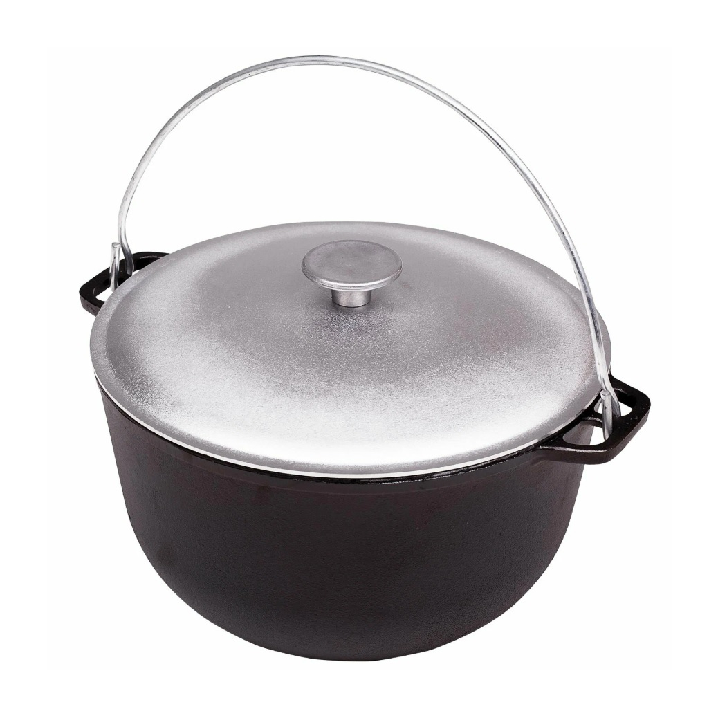 Казан чугунный Гардарика походный с алюминиевой крышкой и дужкой 20 л