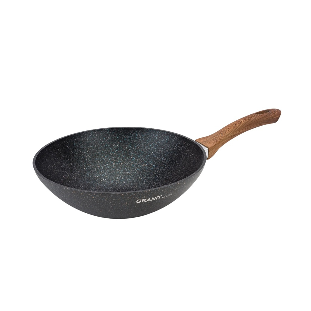 Сковорода вок Kukmara Granit Ultra свкгг280а алюминий, синяя, 28 см