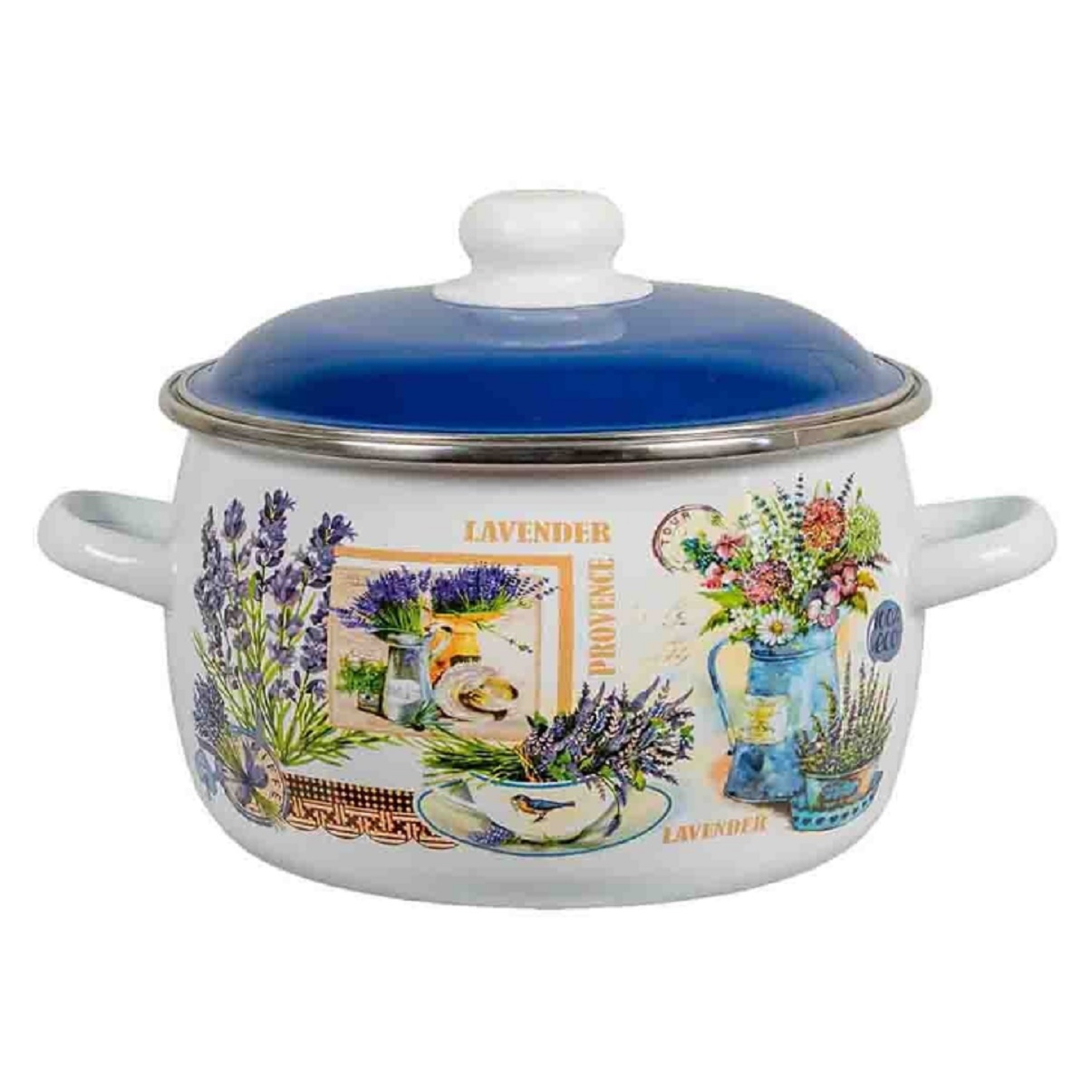 Кастрюля эмалированная СтальЭмаль Горная лаванда 4 л