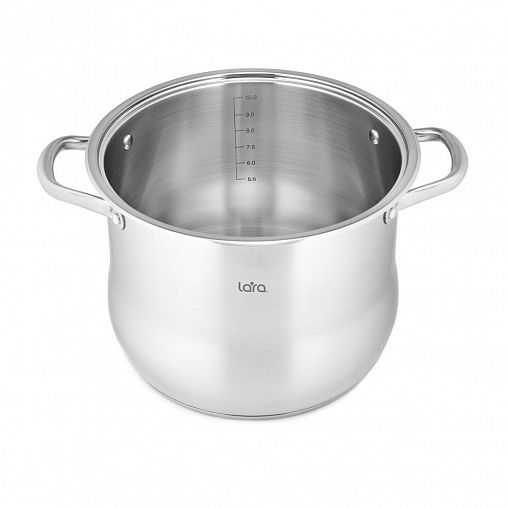 Кастрюля нержавеющая сталь Lara Big Size с крышкой, 8.2 л