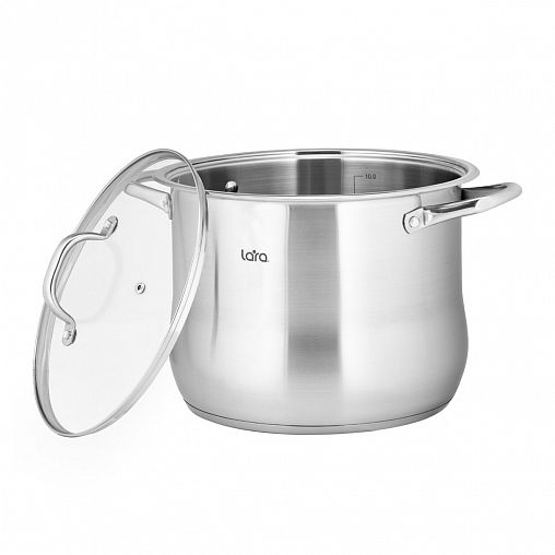 Кастрюля нержавеющая сталь Lara Big Size с крышкой, 8.2 л