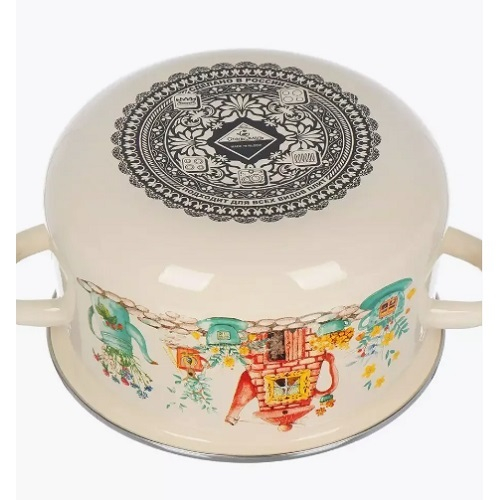 Кастрюля эмалированная СтальЭмаль Чайный домик с крышкой, 5.5 л 1С47Я