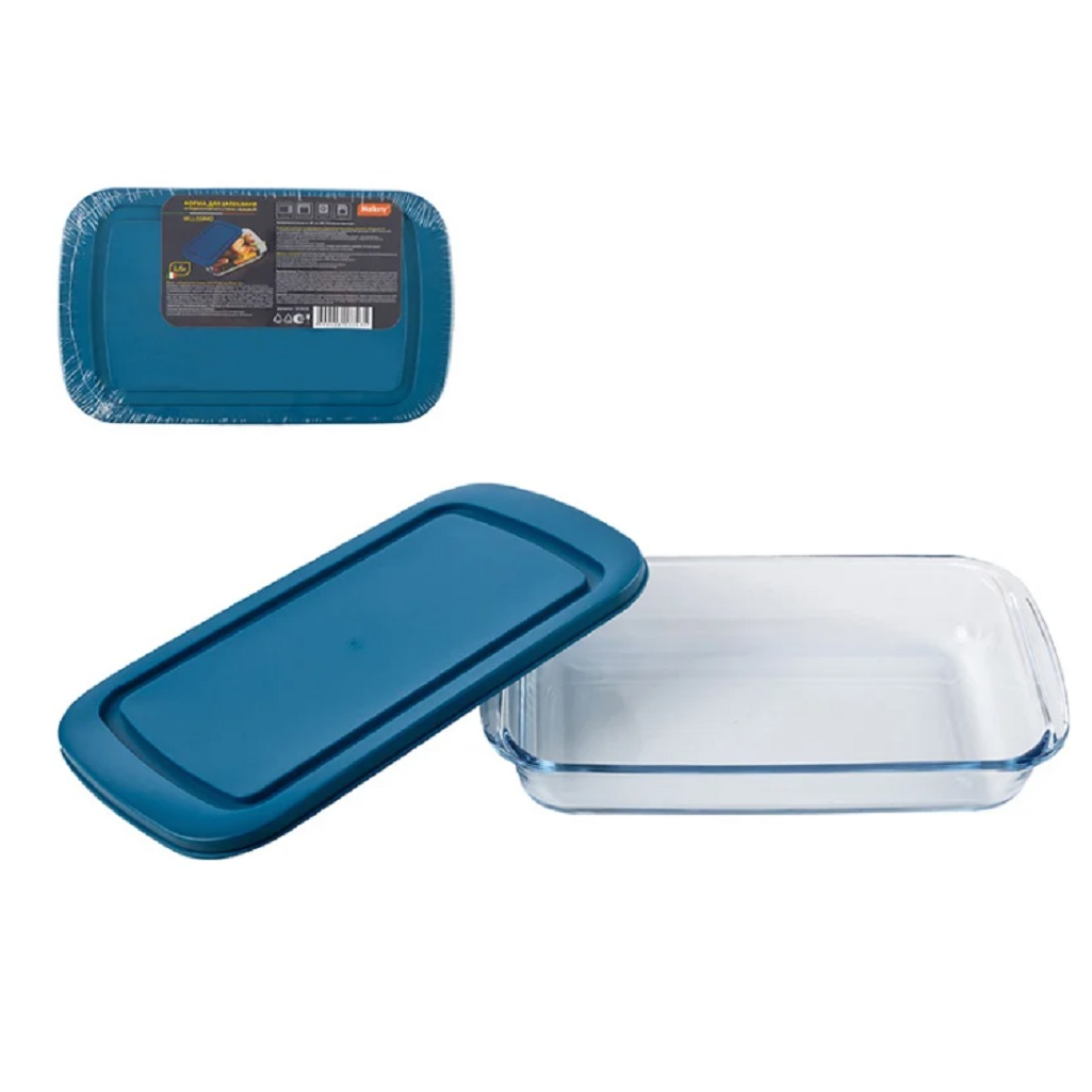 Форма для выпечки с крышкой Mallony Bellissimo, стеклянная 51х175х295 мм, 1.6 л