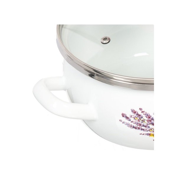 Кастрюля эмалированная Сантэкс Прованс с крышкой, 1.5 л