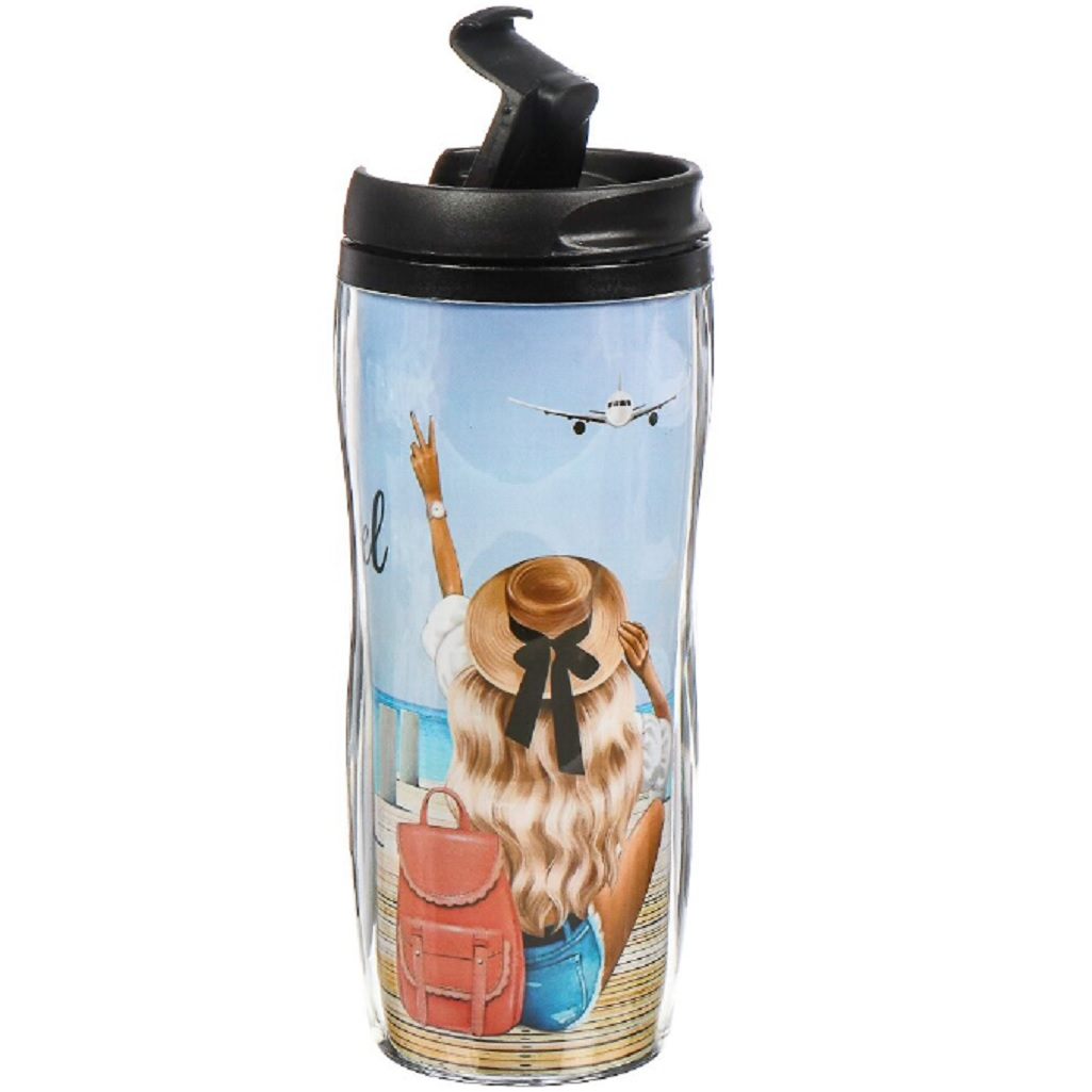 Термокружка пластик Daniks Девушка на пирсе 0.38 л YYCF001-28