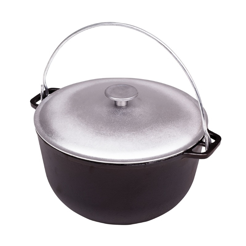 Казан чугунный Гардарика походный с алюминиевой крышкой 10 л d300