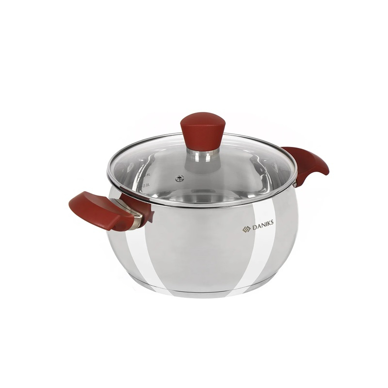 Кастрюля Daniks Орлея GS-01159P-20CA с крышкой, 3.6 л