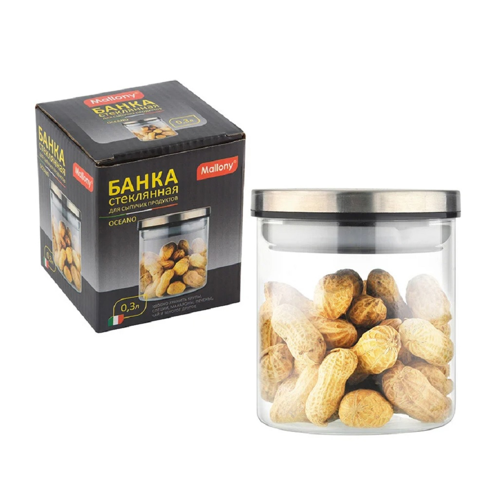 Банка для сыпучих продуктов Mallony Oceano стеклянная 78х87 мм, 300 мл