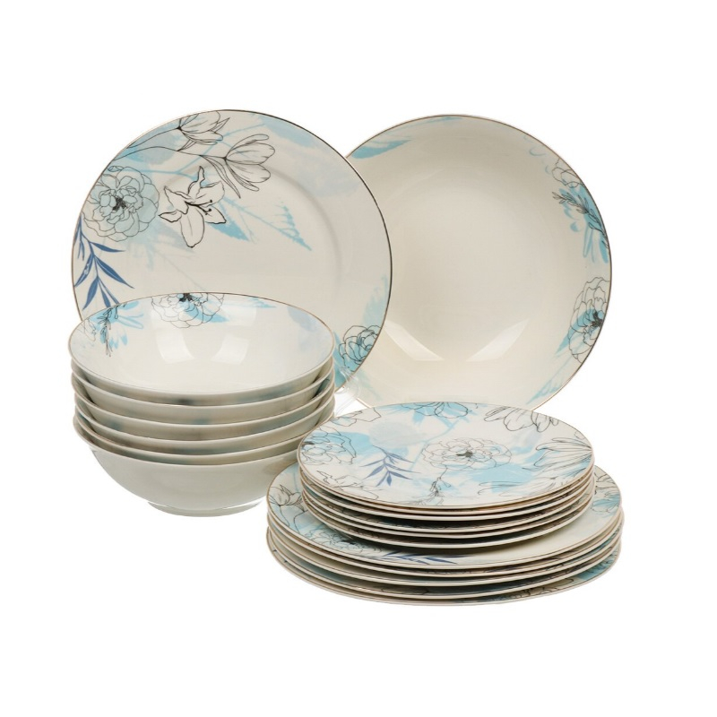 Сервиз столовый Jewel, Люпин фарфор 19 предметов на 6 персон, белозерный ПС0036-03