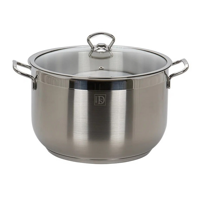 Кастрюля Dariis Senso, нержавеющая сталь с стеклянной крышкой 28x18 см, 10,5 л