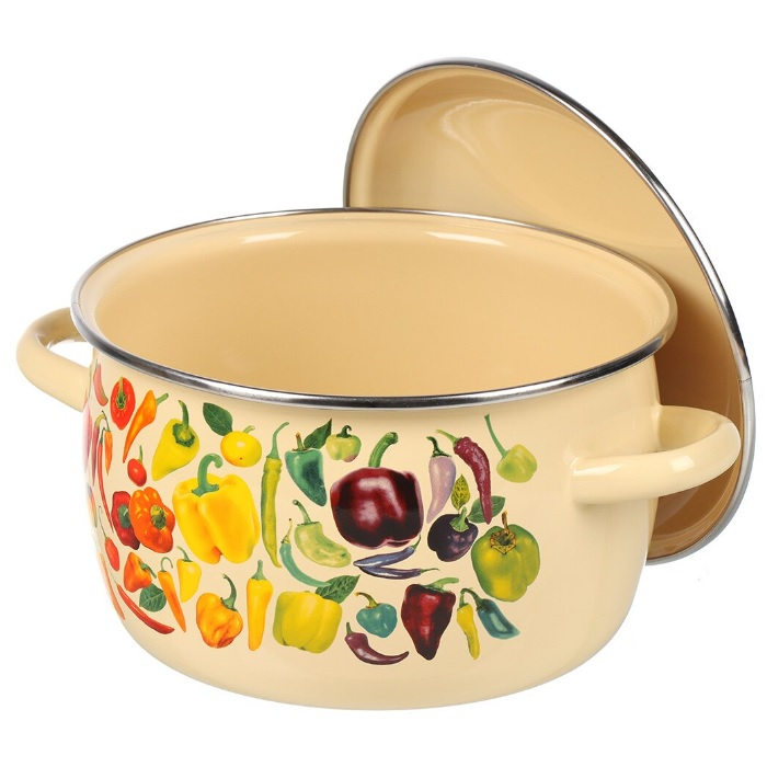Кастрюля эмалированная Сибирские товары Перцы 3 л
