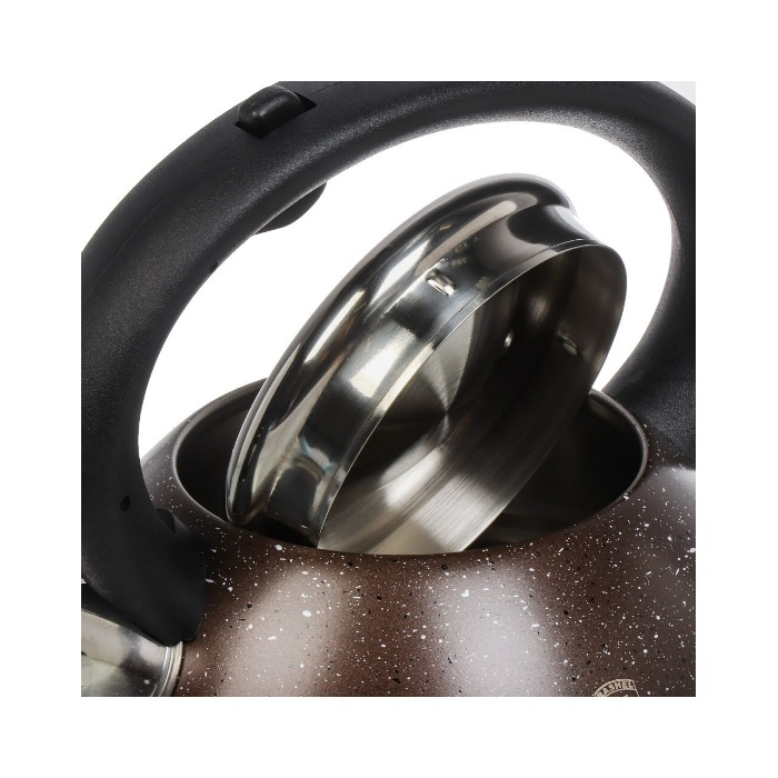 Чайник со свистком RasheL нержавеющая сталь 3.2 л, зеркальный, индукция, коричневый М-7905