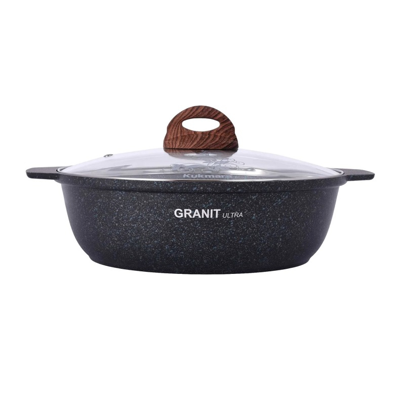 Кастрюля Kukmara Granit Ultra, антипригарное покрытие со стеклянной крышкой, синяя 3 л