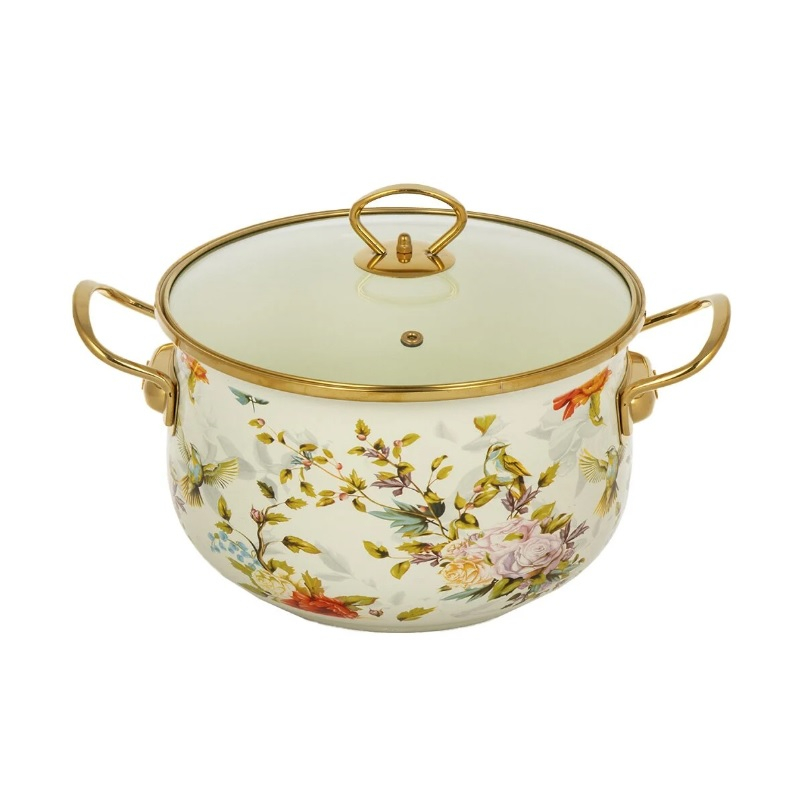 Кастрюля Daniks эмалированная сталь, 5,5 л, с крышкой, крышка стекло, Elisa, Y4-8962, индукция