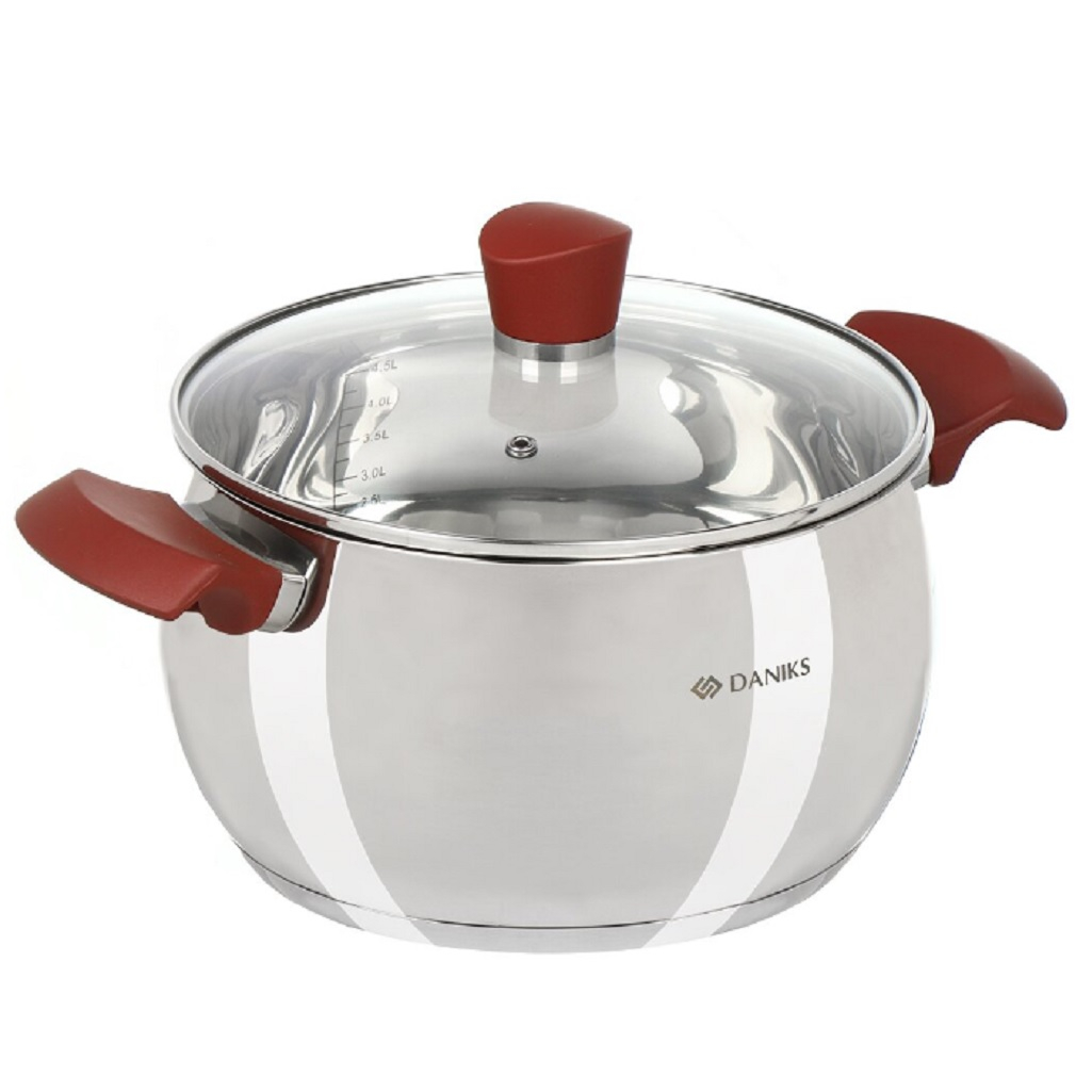 Кастрюля Daniks Орлея нержавеющая сталь индукция 5.1 л