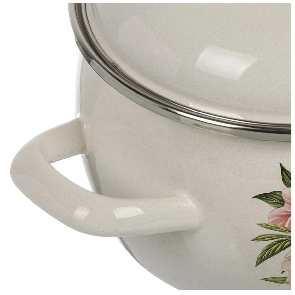 Кастрюля эмалированная Лысьва Букет пионов 2 л