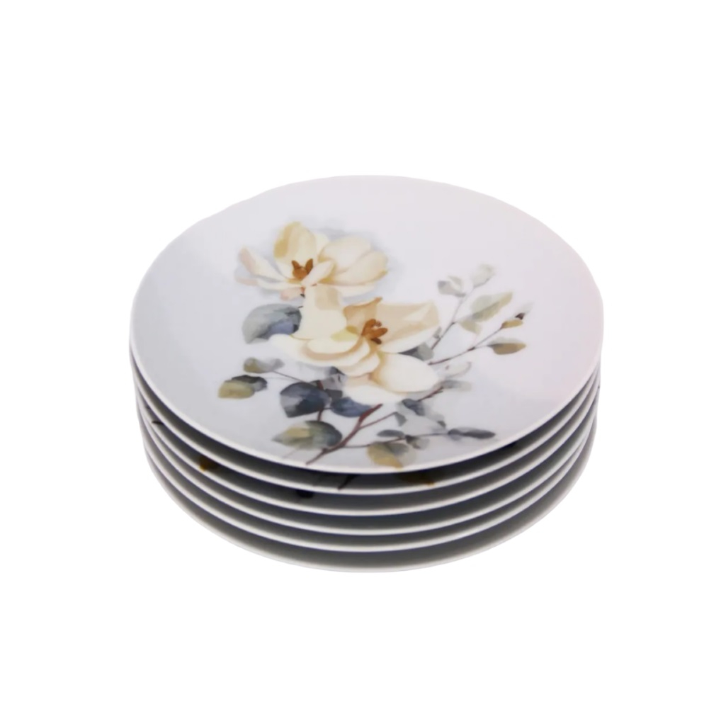 Тарелка ДФЗ Белый шиповник, десертная, фарфоровая, круглая, 20 см