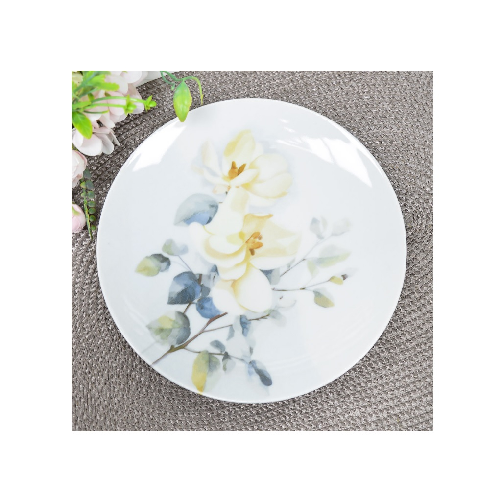Тарелка ДФЗ Белый шиповник, десертная, фарфоровая, круглая, 20 см