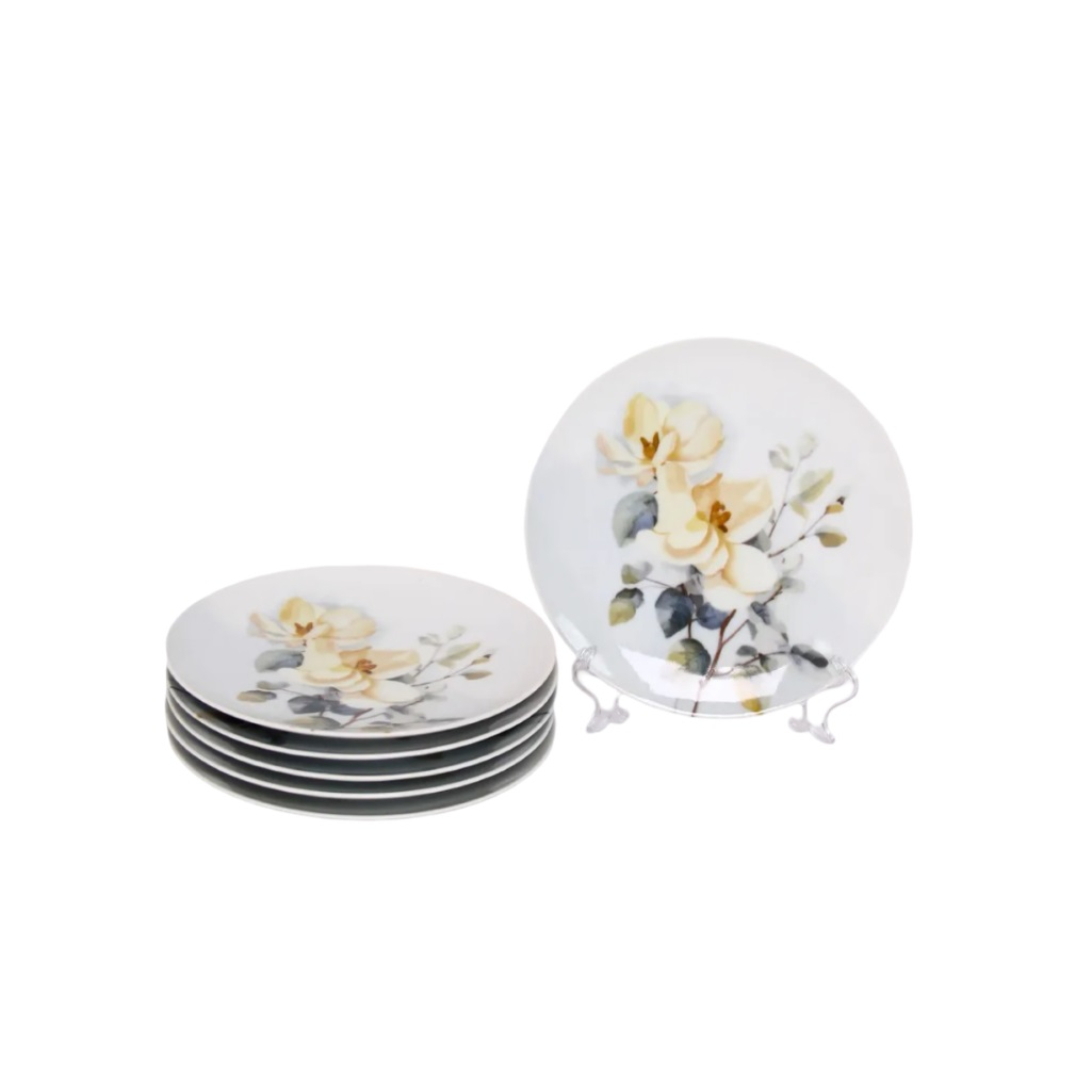 Тарелка ДФЗ Белый шиповник, десертная, фарфоровая, круглая, 20 см