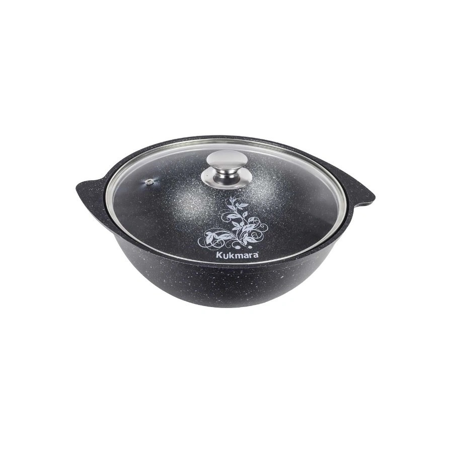 Казан Kukmara для плова, антипригарное покрытие, темный мрамор, 4.5 л, кмт47а