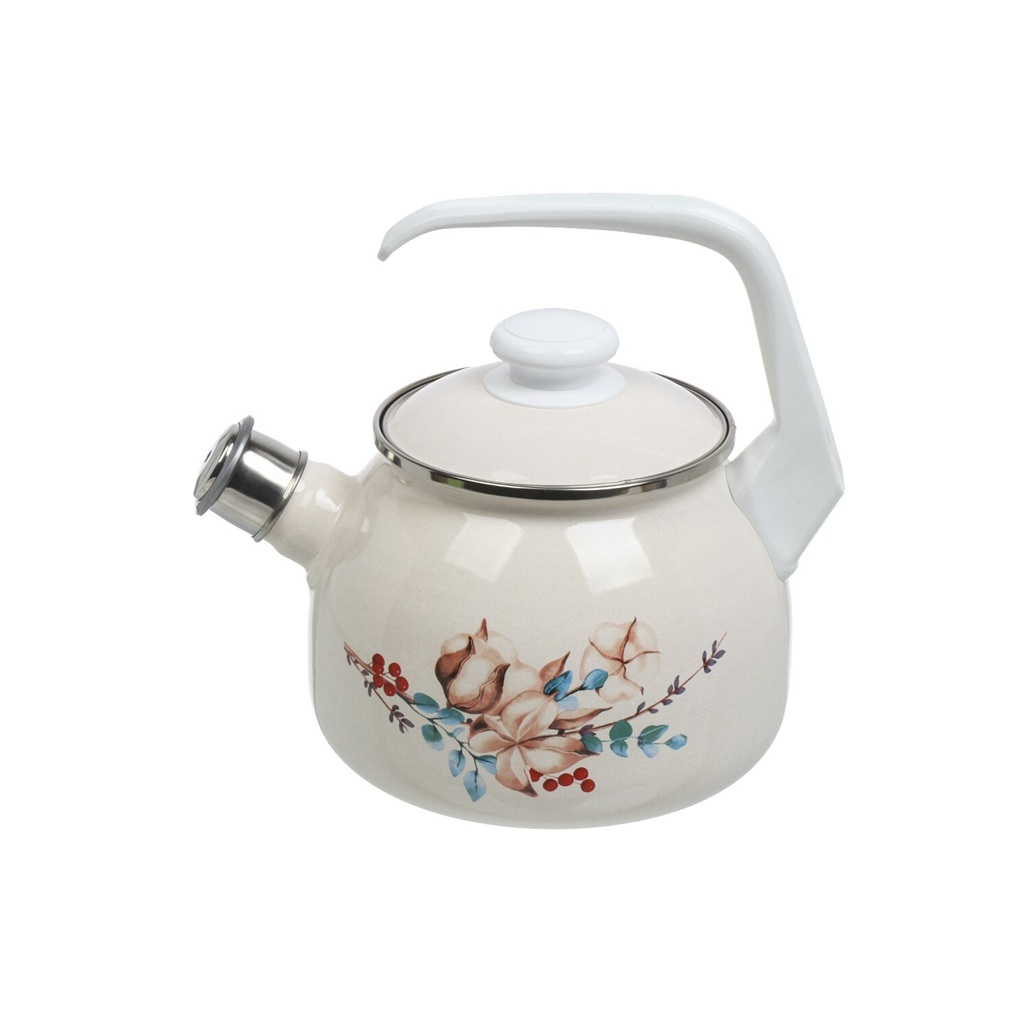Чайник со свистком эмалированный Лысьва С-2711АП/4 Унесённые ветром индукция, бежевый 2.5 л