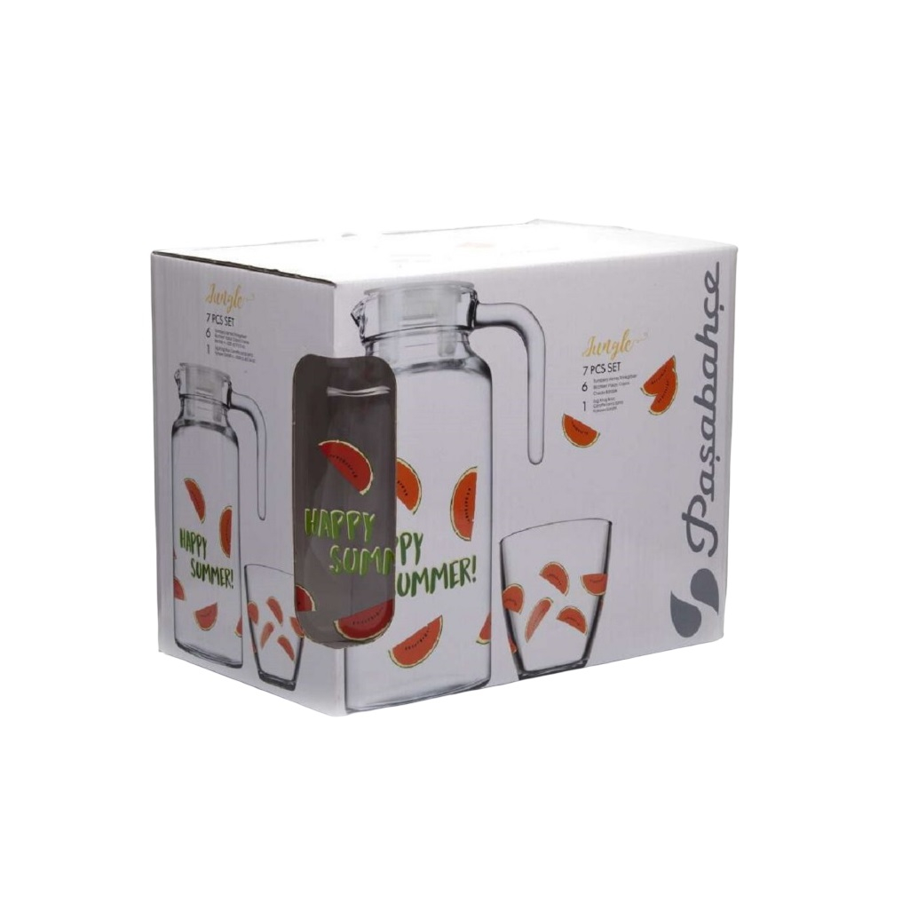 Набор для напитков Pasabahce Jungle Арбуз, стекло, 7 предметов, кувшин, 6 стаканов