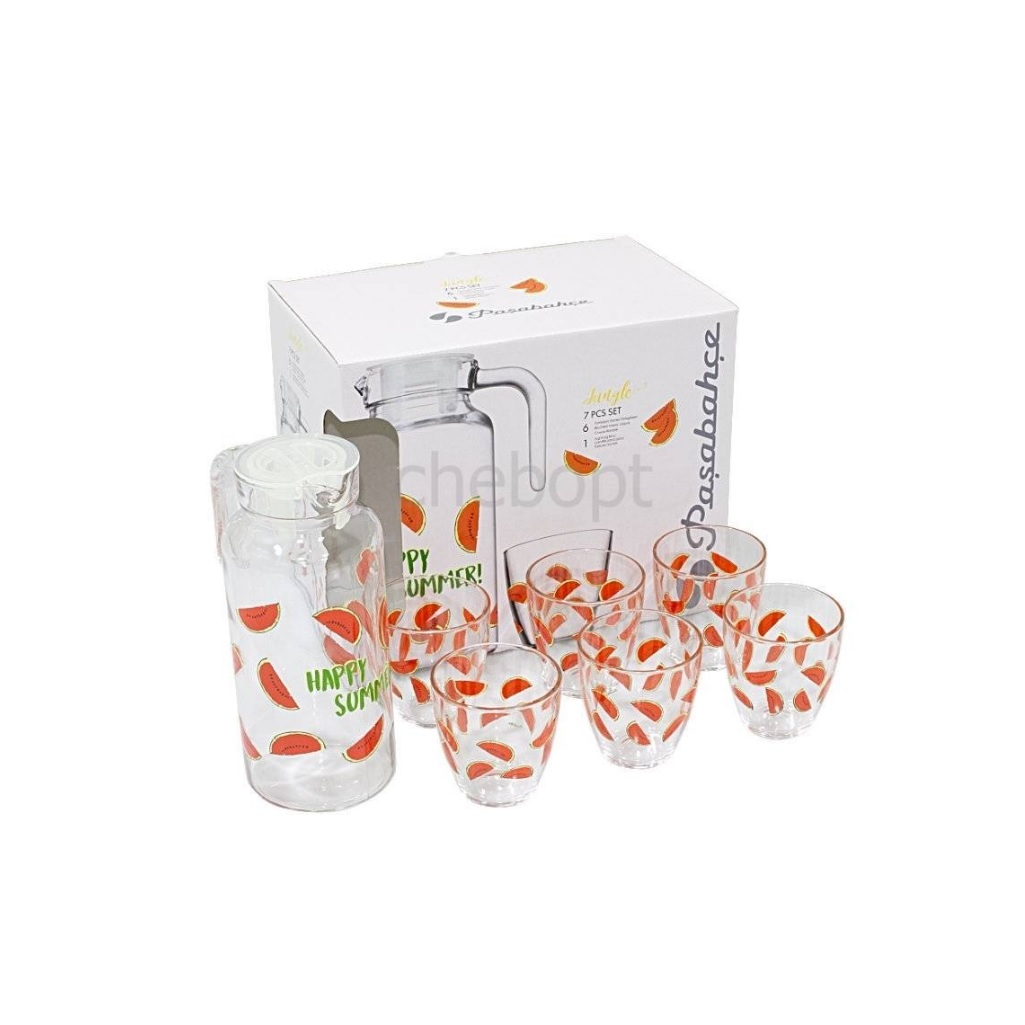 Набор для напитков Pasabahce Jungle Арбуз, стекло, 7 предметов, кувшин, 6 стаканов