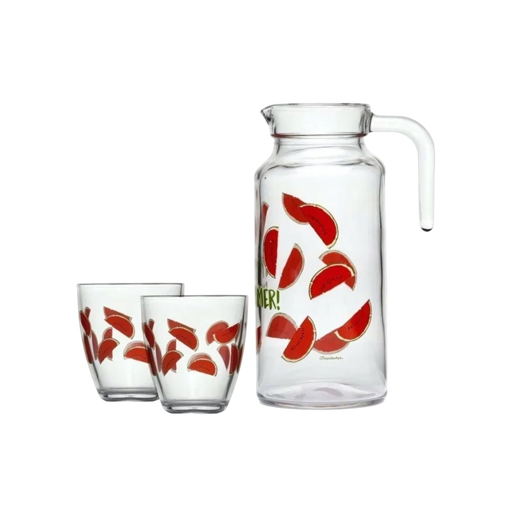 Набор для напитков Pasabahce Jungle Арбуз, стекло, 7 предметов, кувшин, 6 стаканов