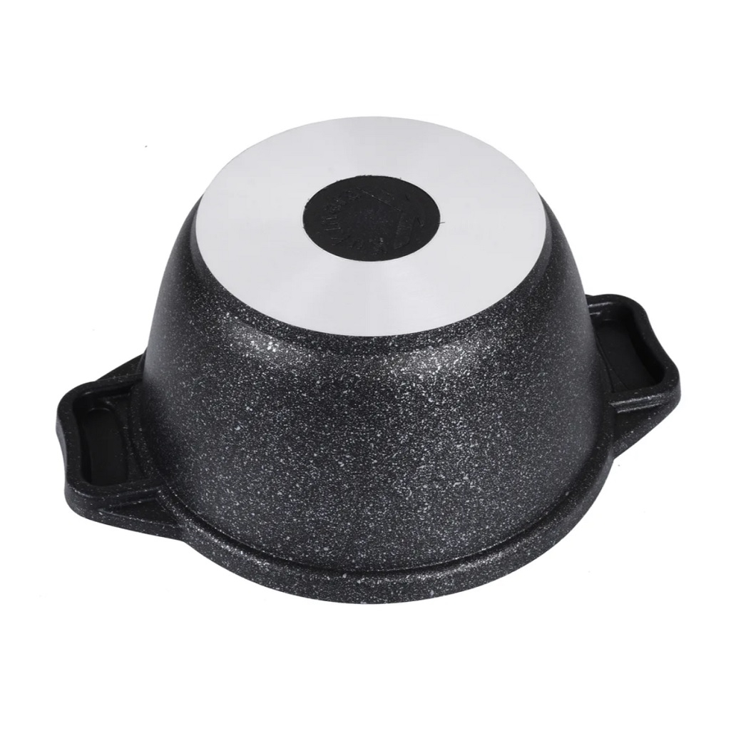 Кастрюля Kukmara КМТ12А со стеклянной крышкой, эргономичные ручки, тёмный мрамор, 1 л