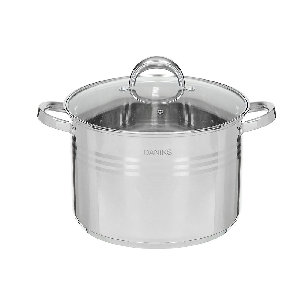 Кастрюля Daniks SD-6BP-10 Общепит с крышкой, нержавеющая сталь, индукция, 10 л