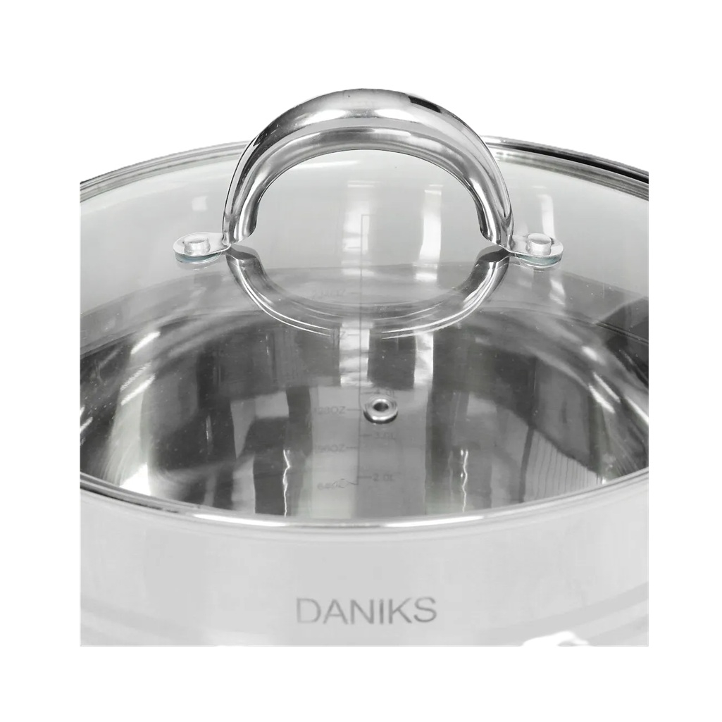 Кастрюля Daniks SD-6BP-10 Общепит с крышкой, нержавеющая сталь, индукция, 10 л