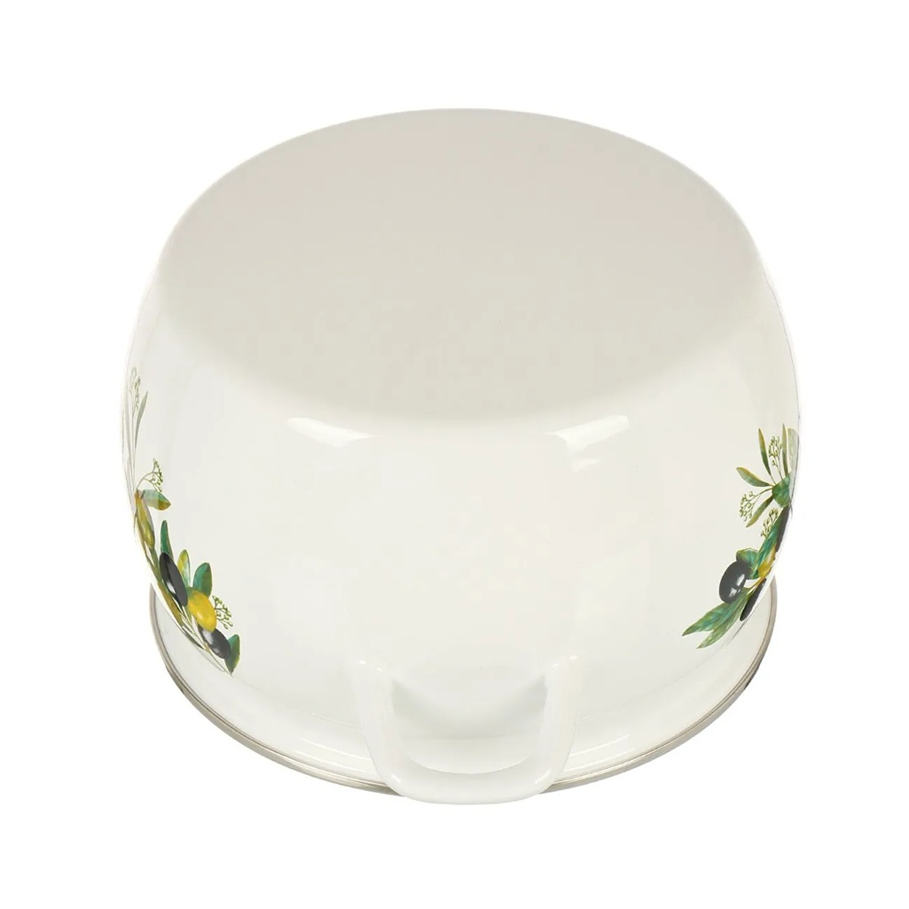 Кастрюля эмалированная ЛЗЭП С-4213АП2/4 Оливковая ветвь с крышкой, белая, 3.5 л